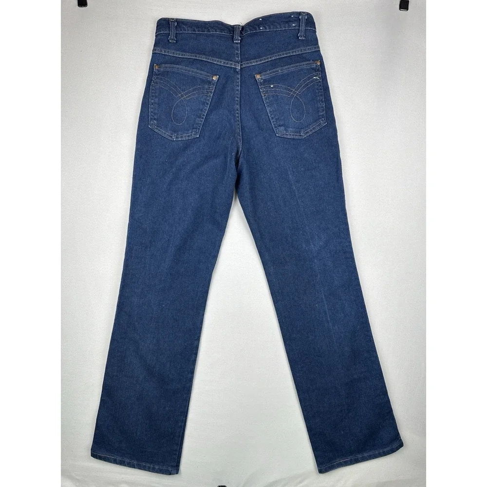 Vintage 70s USA Made Dark Wash Denim Jeans Straight Leg YKK 32x32
